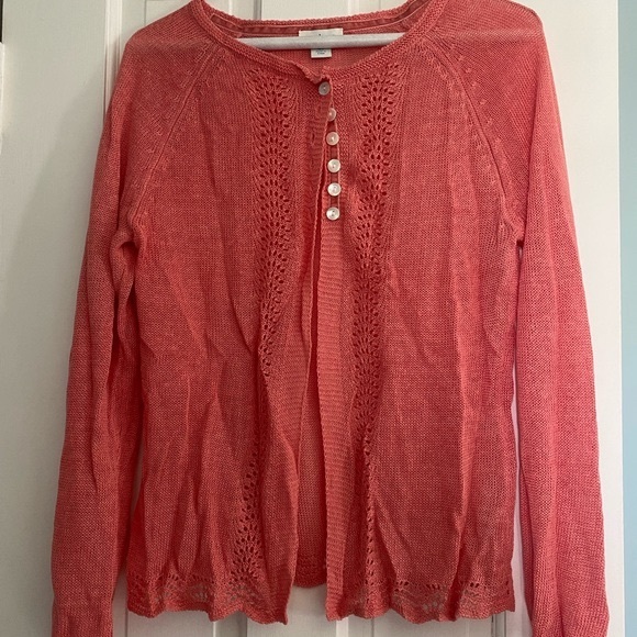 NWOT Sundance coral knit linen blend cardigan sweater - Picture 6 of 6